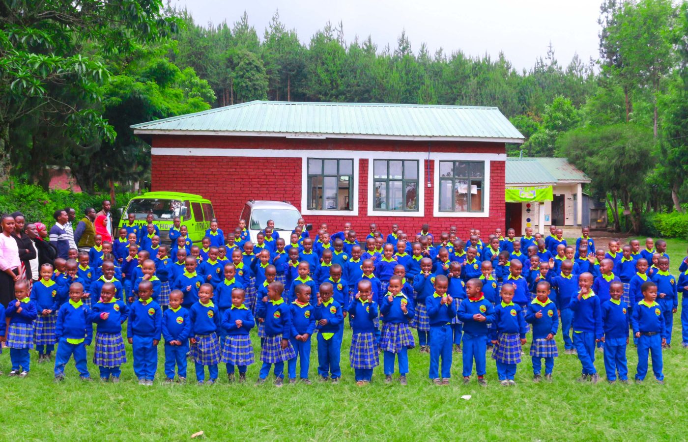 Eight classrooms and a dormitory