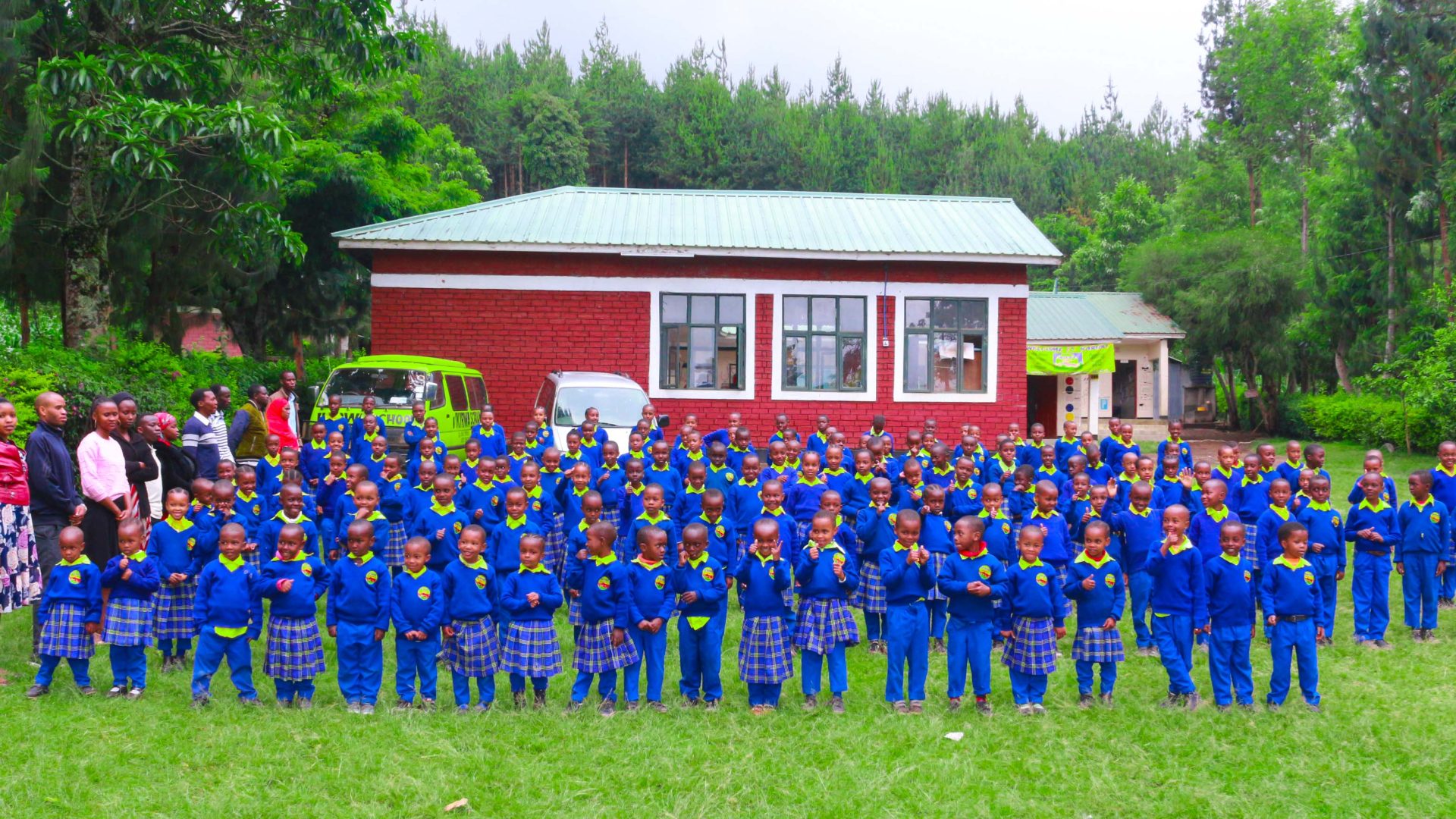 Eight classrooms and a dormitory